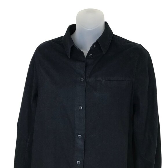 Lululemon Black Button Down Full Day Ahead Shirt 100% Cotton Size 4 - Picture 3 of 7